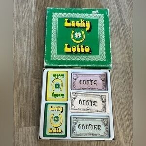 Vintage 1970’s LUCKY LOTTO game. Signs of age on box but everything else is EEUC